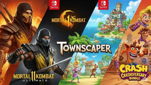 Crash x 5 + Kombat 11 y 1 + Townscaper Nintendo Switch Juego Digital