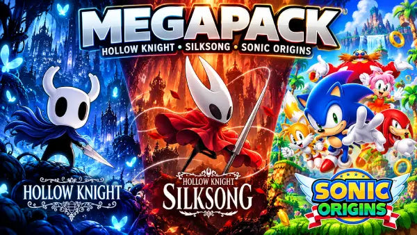 Portada o Cover de Hollow Knight + Hollow Knight : silksong + Sonic Origins Nintendo Switch 2 Juego Digital