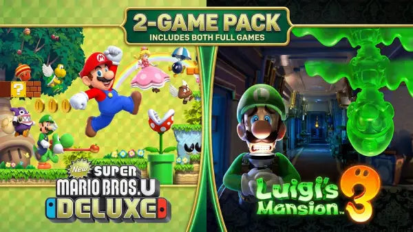 Portada o Cover de New Super Mario Bros. U Deluxe + Luigi’s Mansion 3 Nintendo Switch 2 Juego Digital