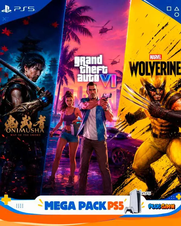 Portada o Cover de Onimusha, GTA VI y Wolverine MegaPack Ps5 Juego Digital